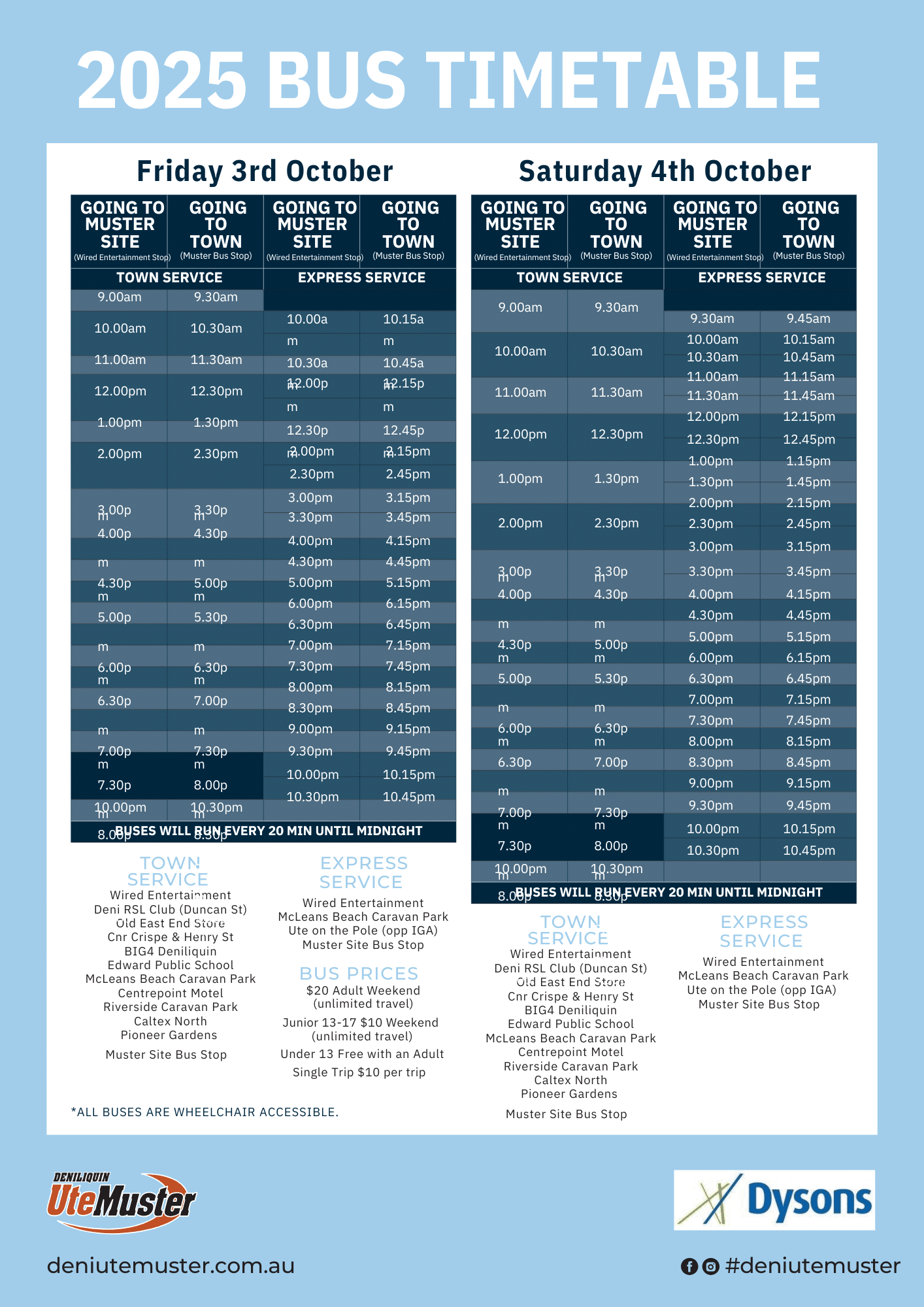 2025 Bus Timetable